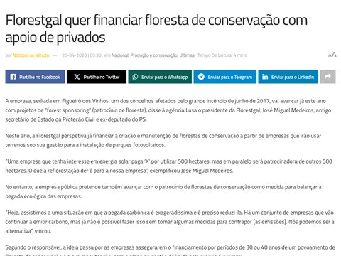 Screenshot of the article on Agroportal, from Lusa