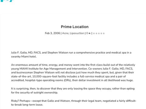 Screenshot of the article on Plastic Surgery Practice