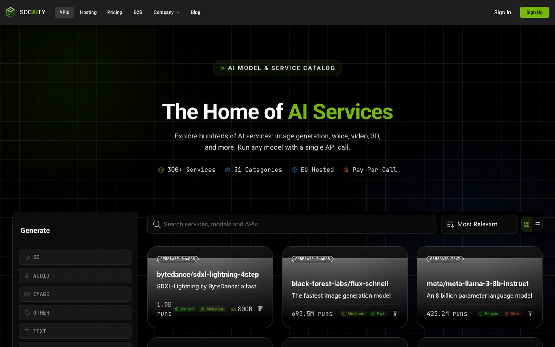 The SocAIty catalog of AI models, with filters, search and model cards. SocAIty.ai public model catalogue, captured 9 October 2026. Partner experience. Luis Da Silva, Senior Marketing Engineer, SocAIty.ai, 2026.